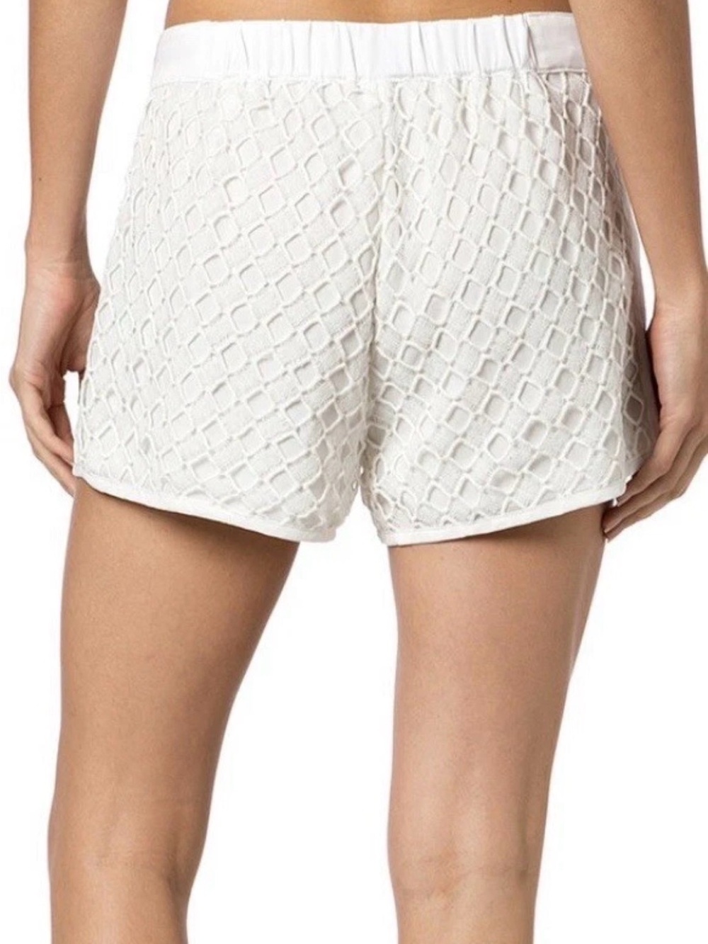 Miss Me White Mesh Overlay Athletic Shorts